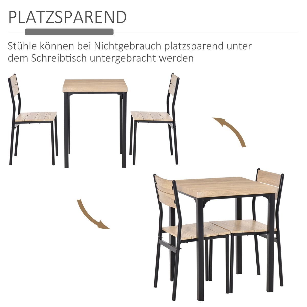 3-teilige Essgruppe mit Tisch und 2 Stühlen