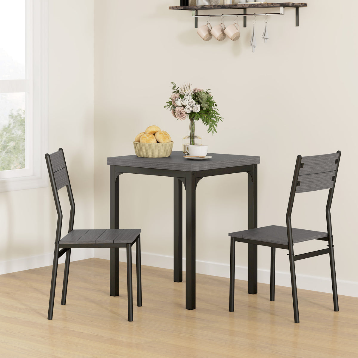 3-teilige Essgruppe mit Tisch und 2 Stühlen