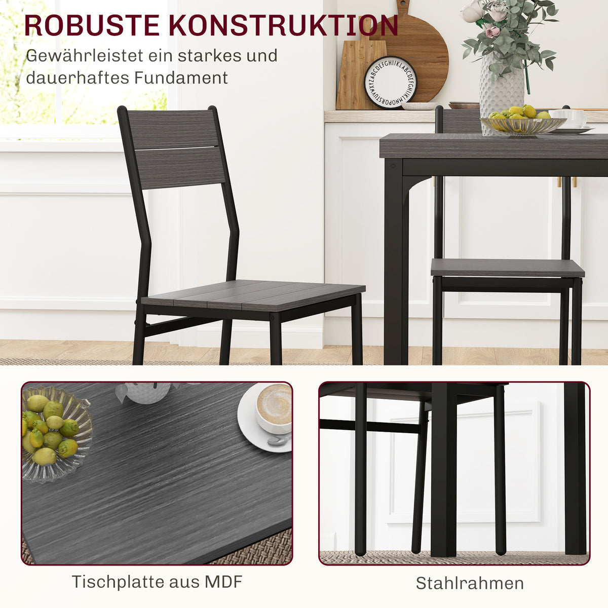 3-teilige Essgruppe mit Tisch und 2 Stühlen