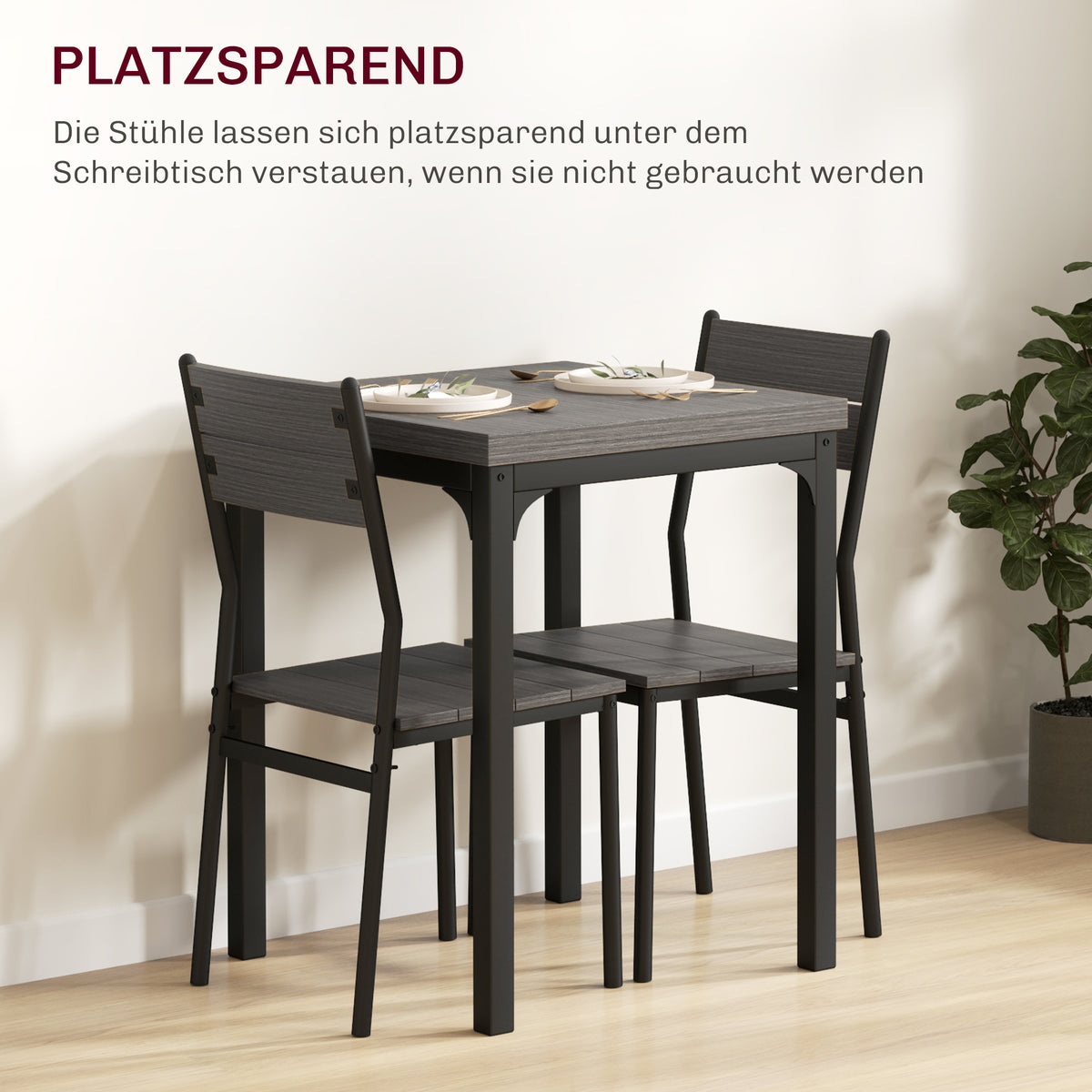 3-teilige Essgruppe mit Tisch und 2 Stühlen