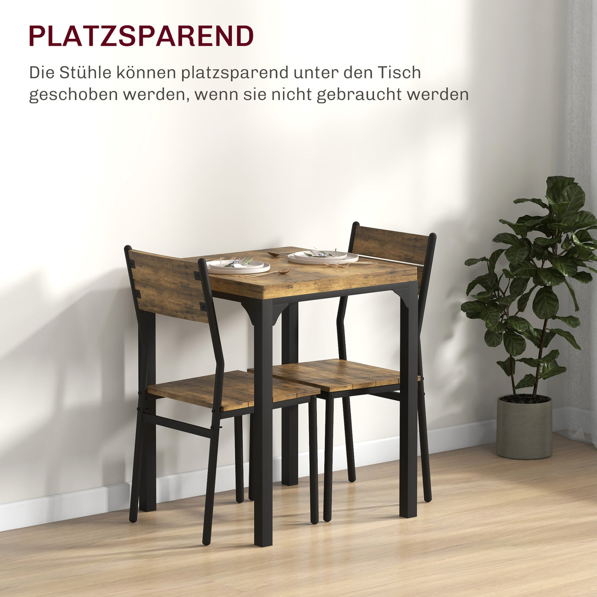 3-teilige Essgruppe mit Tisch und 2 Stühlen