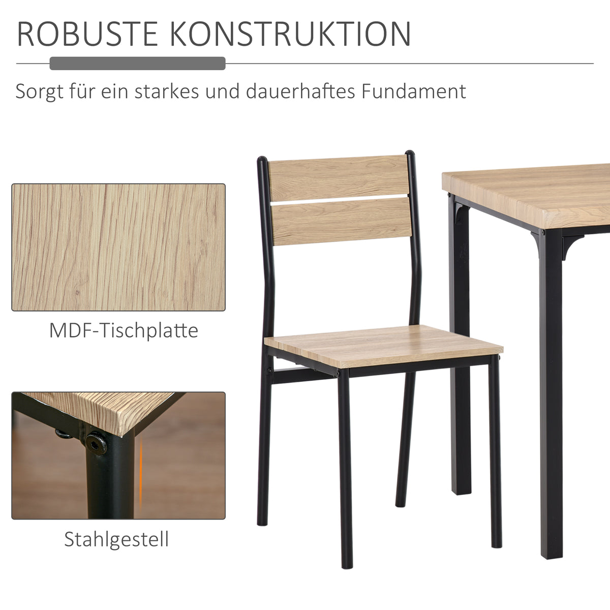 3-teilige Essgruppe mit Tisch und 2 Stühlen