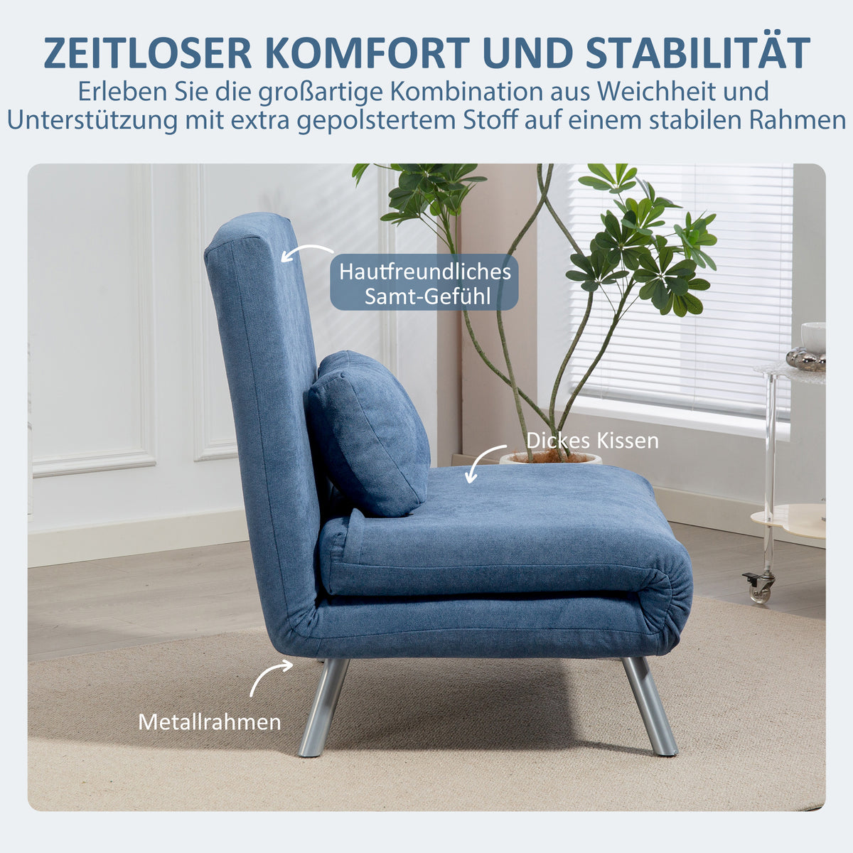 Schlafsessel mit Bettfunktion und verstellbarer Rückenlehne