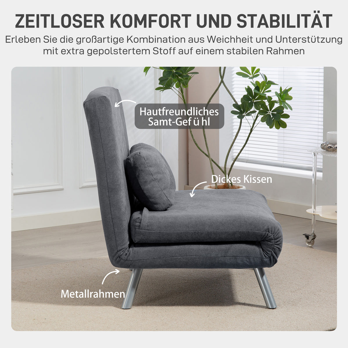 Schlafsessel mit Bettfunktion und verstellbarer Rückenlehne