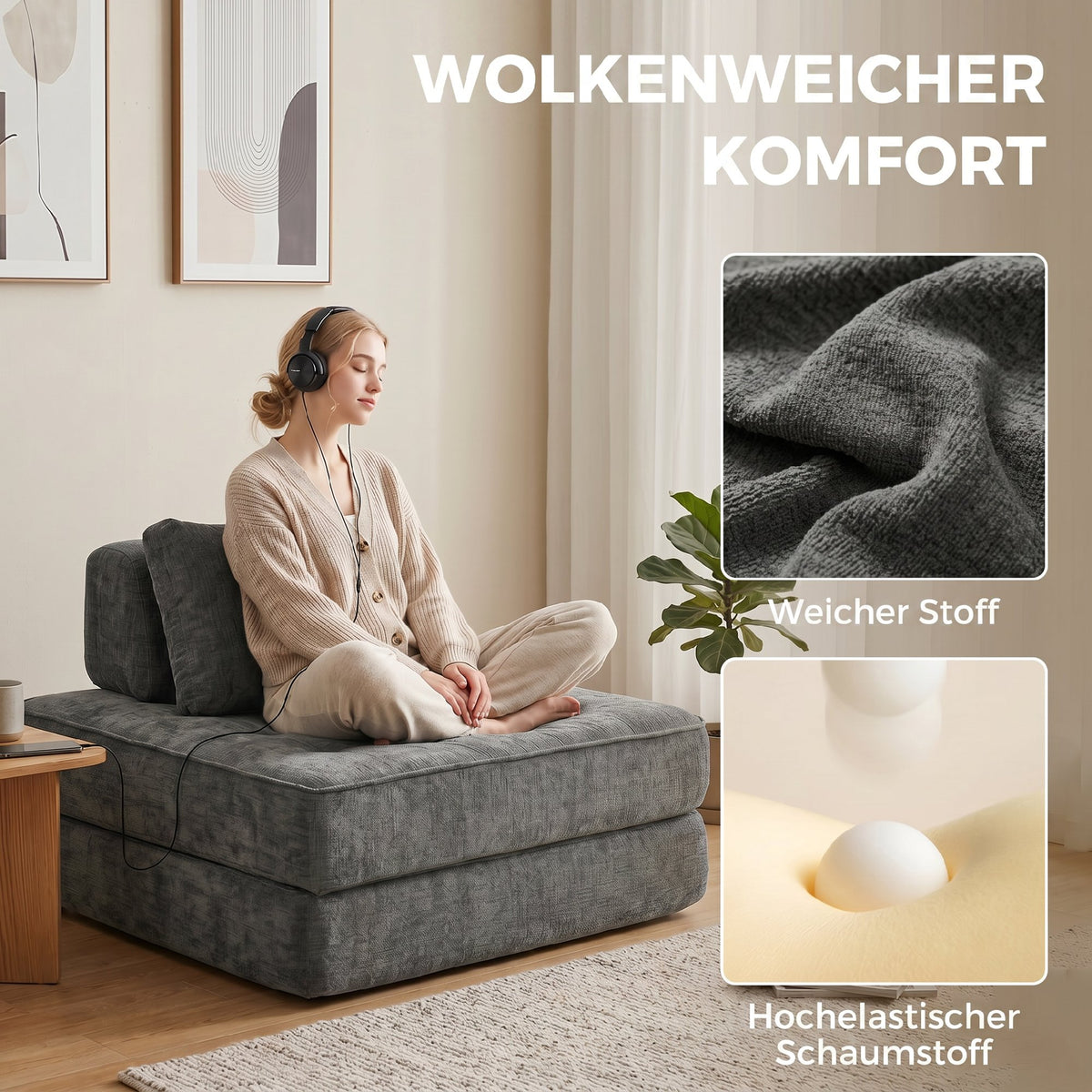 Klappbarer 2-in-1-Bodensessel mit Schlaffunktion