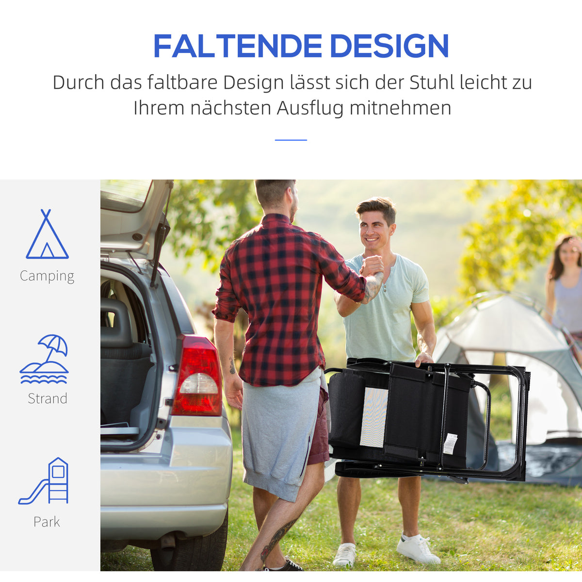 Klappbare Sonnenstühle im 2er-Set mit verstellbarer Rückenlehne