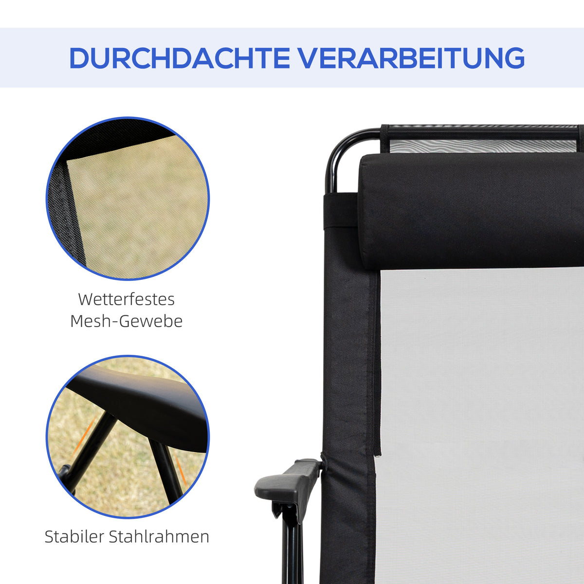 Klappbare Sonnenstühle im 2er-Set mit verstellbarer Rückenlehne