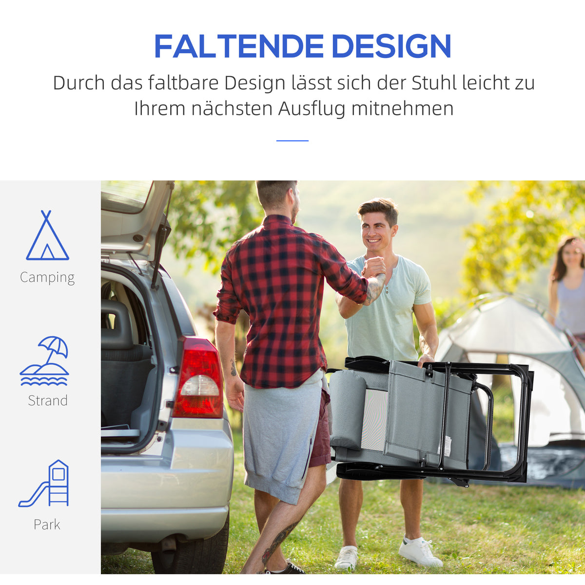 Klappbare Sonnenstühle im 2er-Set mit verstellbarer Rückenlehne