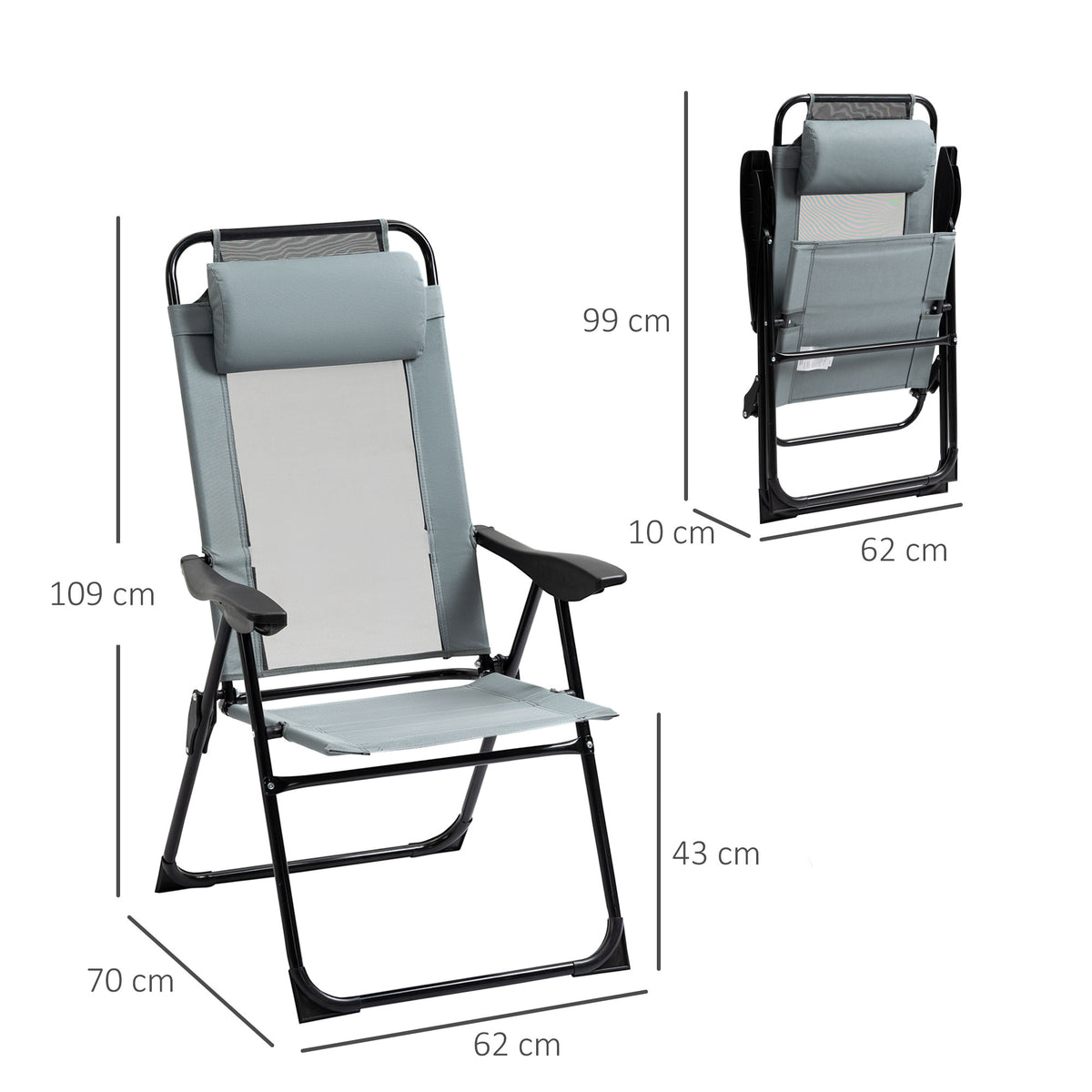 Klappbare Sonnenstühle im 2er-Set mit verstellbarer Rückenlehne