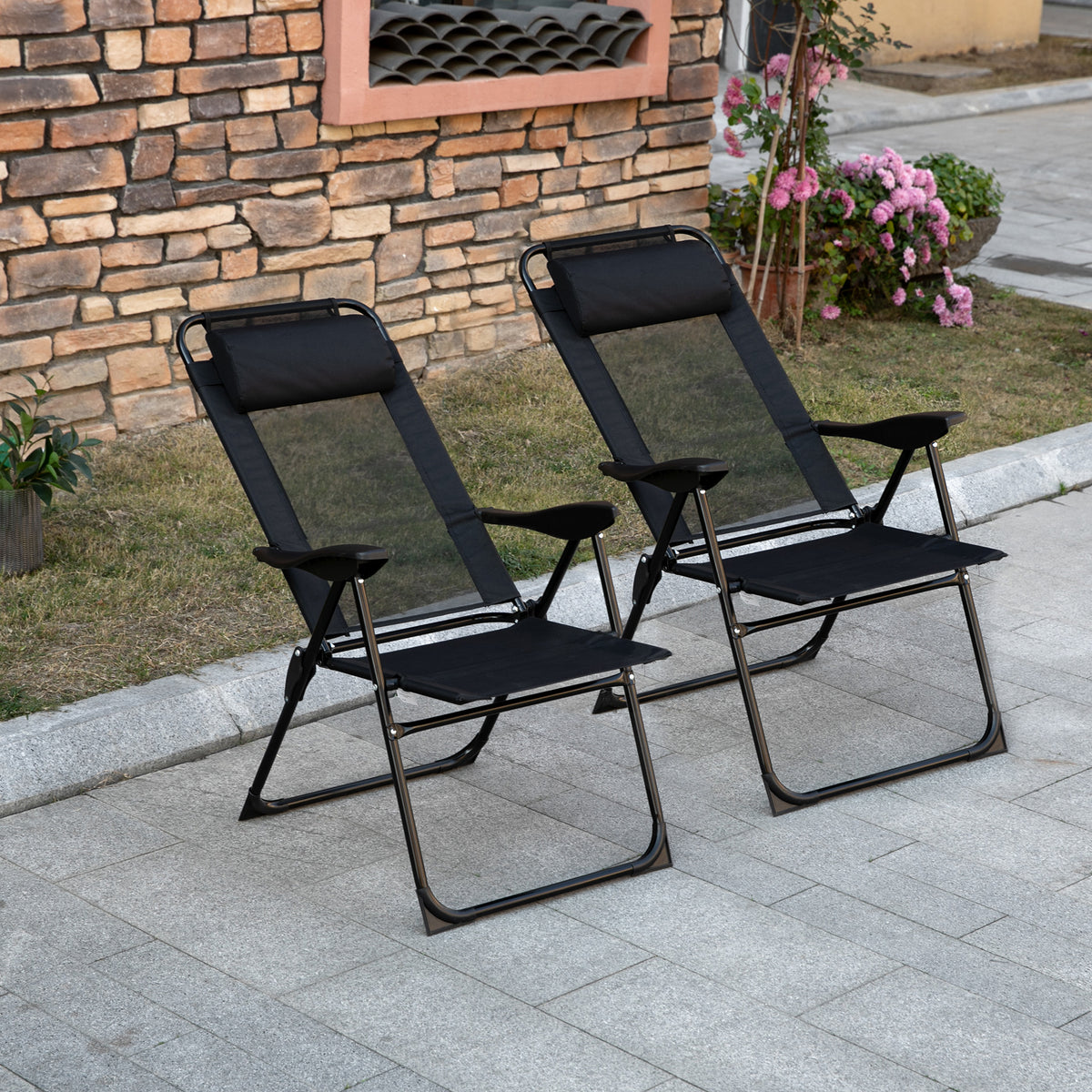 Klappbare Sonnenstühle im 2er-Set mit verstellbarer Rückenlehne