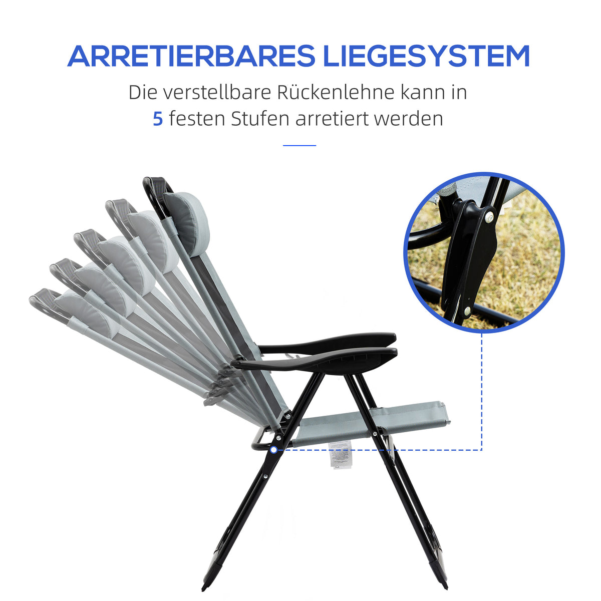 Klappbare Sonnenstühle im 2er-Set mit verstellbarer Rückenlehne