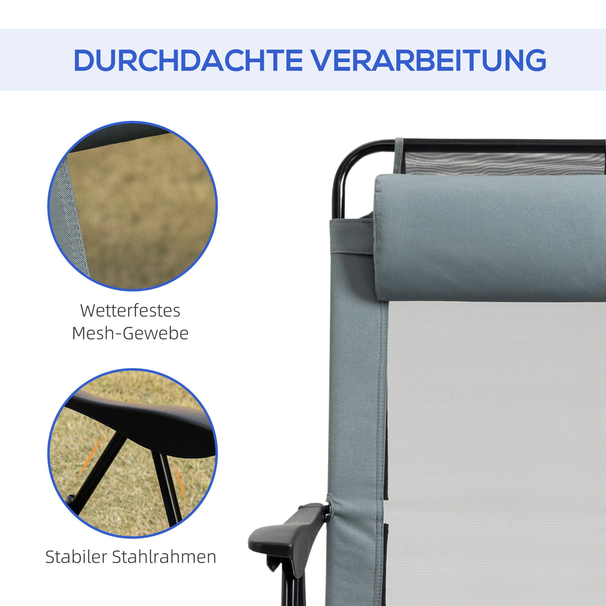 Klappbare Sonnenstühle im 2er-Set mit verstellbarer Rückenlehne