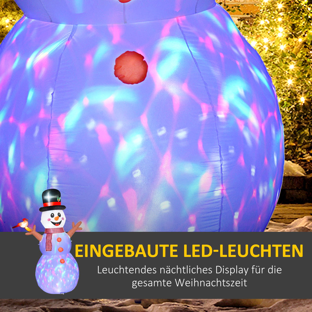 Aufblasbarer LED-Weihnachtsschneemann aus Polyester