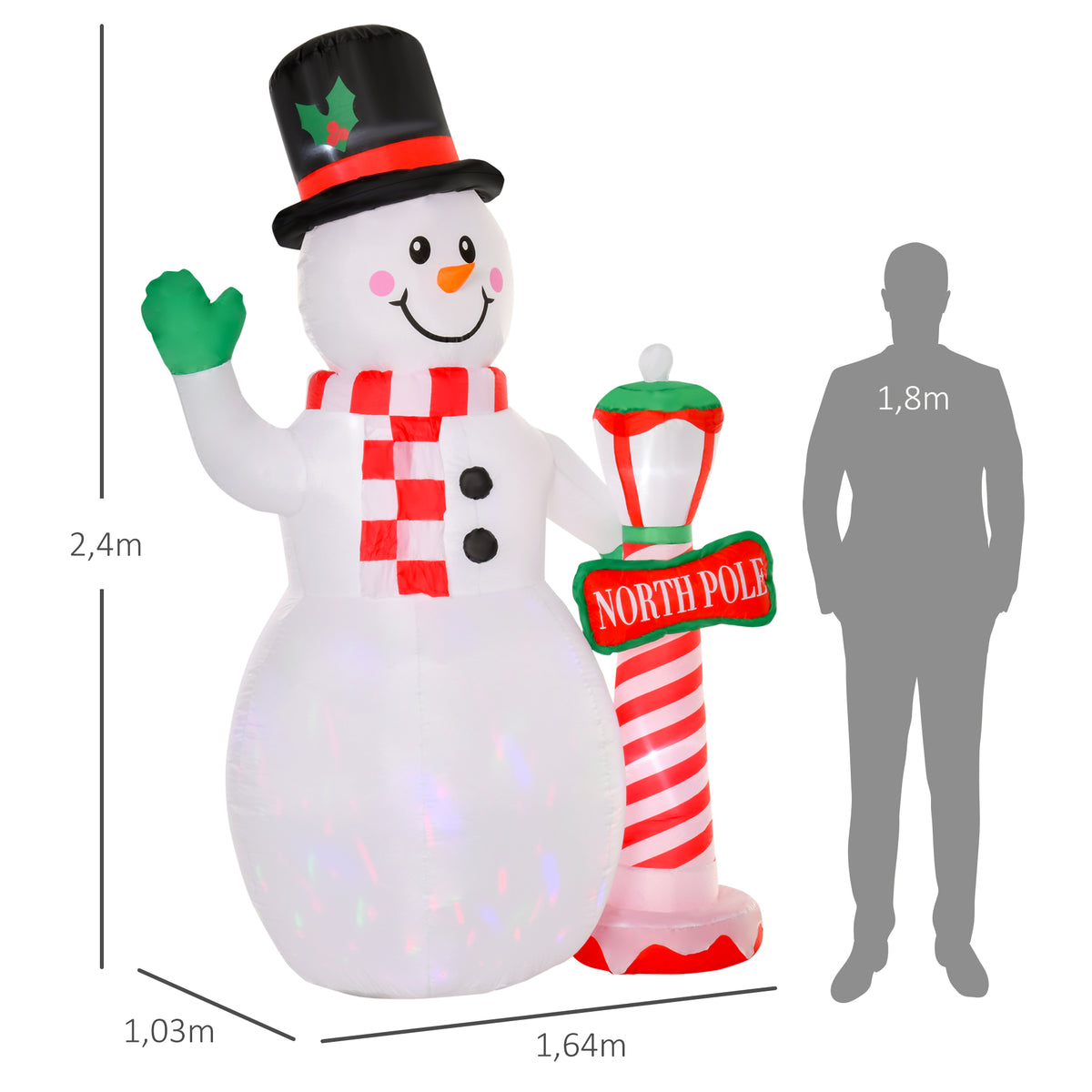 Aufblasbarer LED-Weihnachtsschneemann aus Polyester