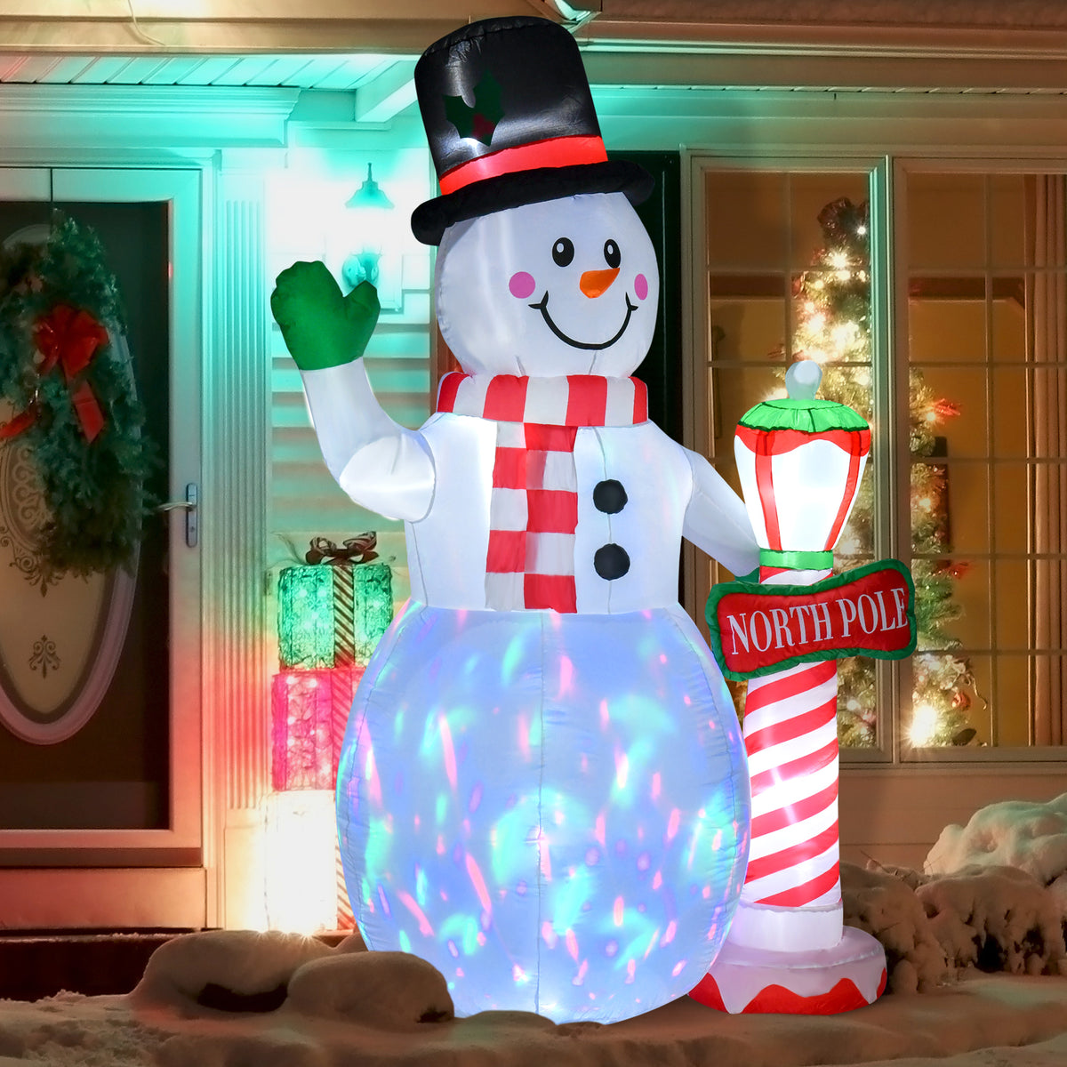 Aufblasbarer LED-Weihnachtsschneemann aus Polyester