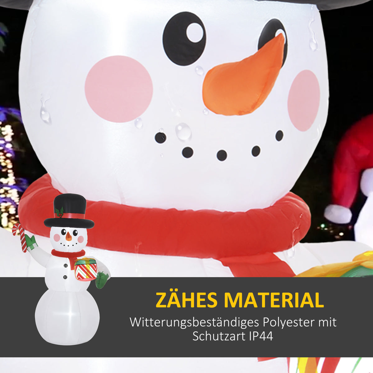 Aufblasbarer LED-Weihnachtsschneemann aus Polyester