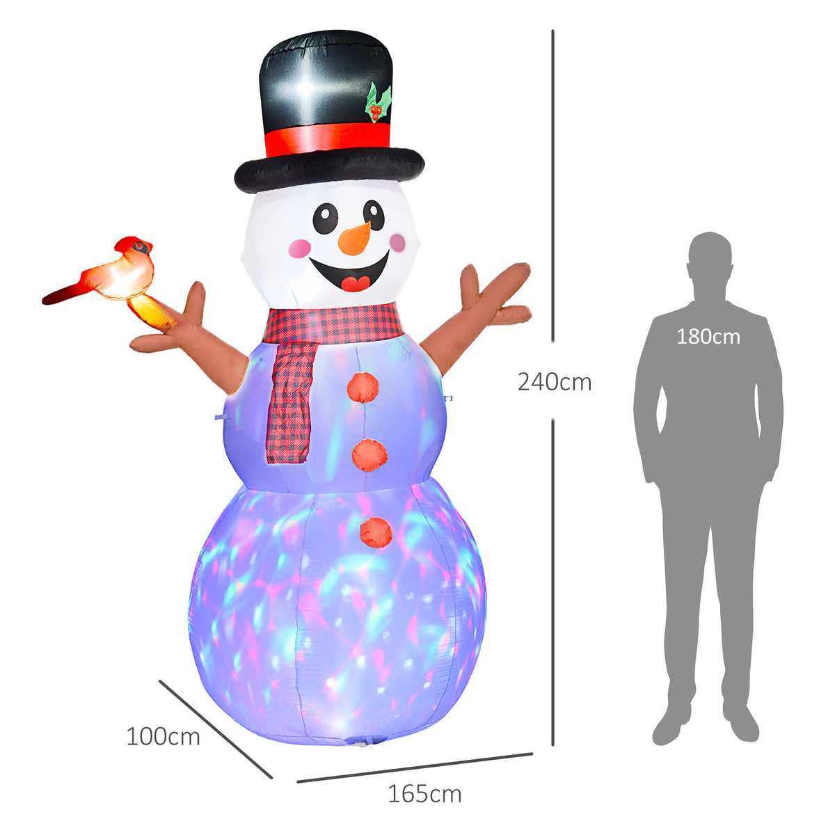 Aufblasbarer LED-Weihnachtsschneemann aus Polyester