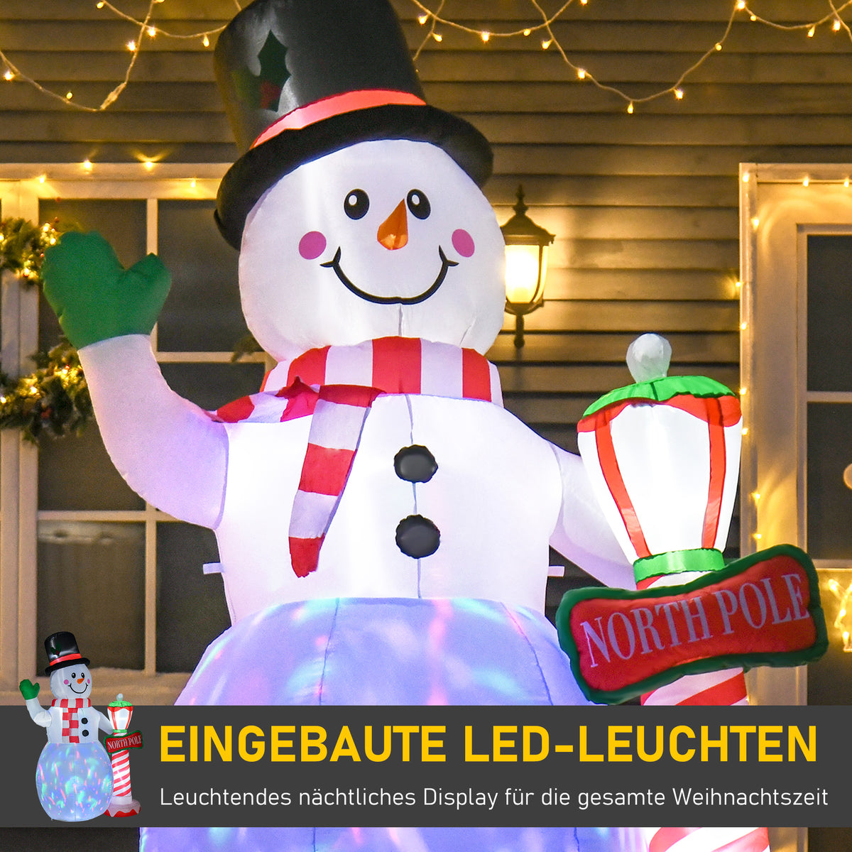 Aufblasbarer LED-Weihnachtsschneemann aus Polyester