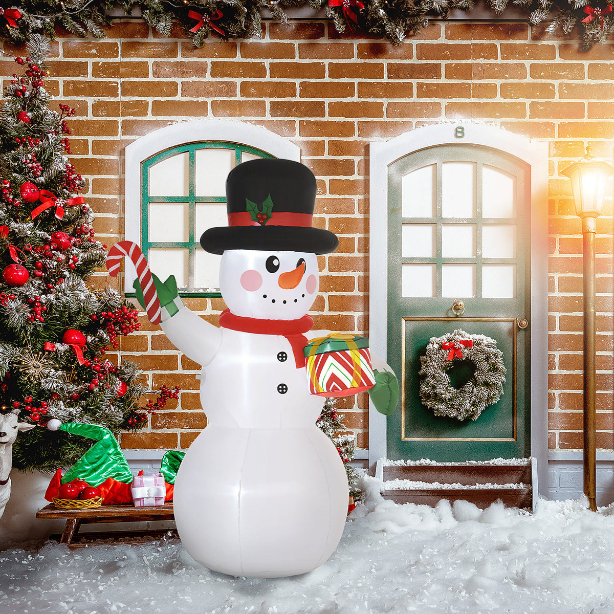Aufblasbarer LED-Weihnachtsschneemann aus Polyester