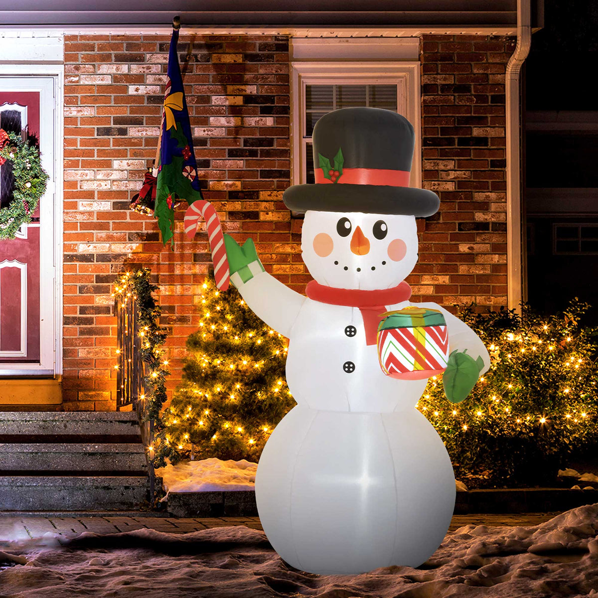 Aufblasbarer LED-Weihnachtsschneemann aus Polyester