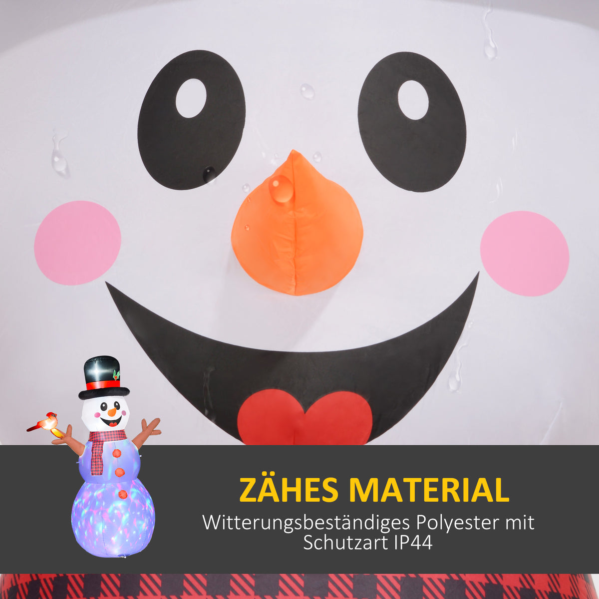 Aufblasbarer LED-Weihnachtsschneemann aus Polyester