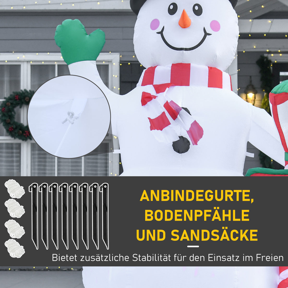 Aufblasbarer LED-Weihnachtsschneemann aus Polyester
