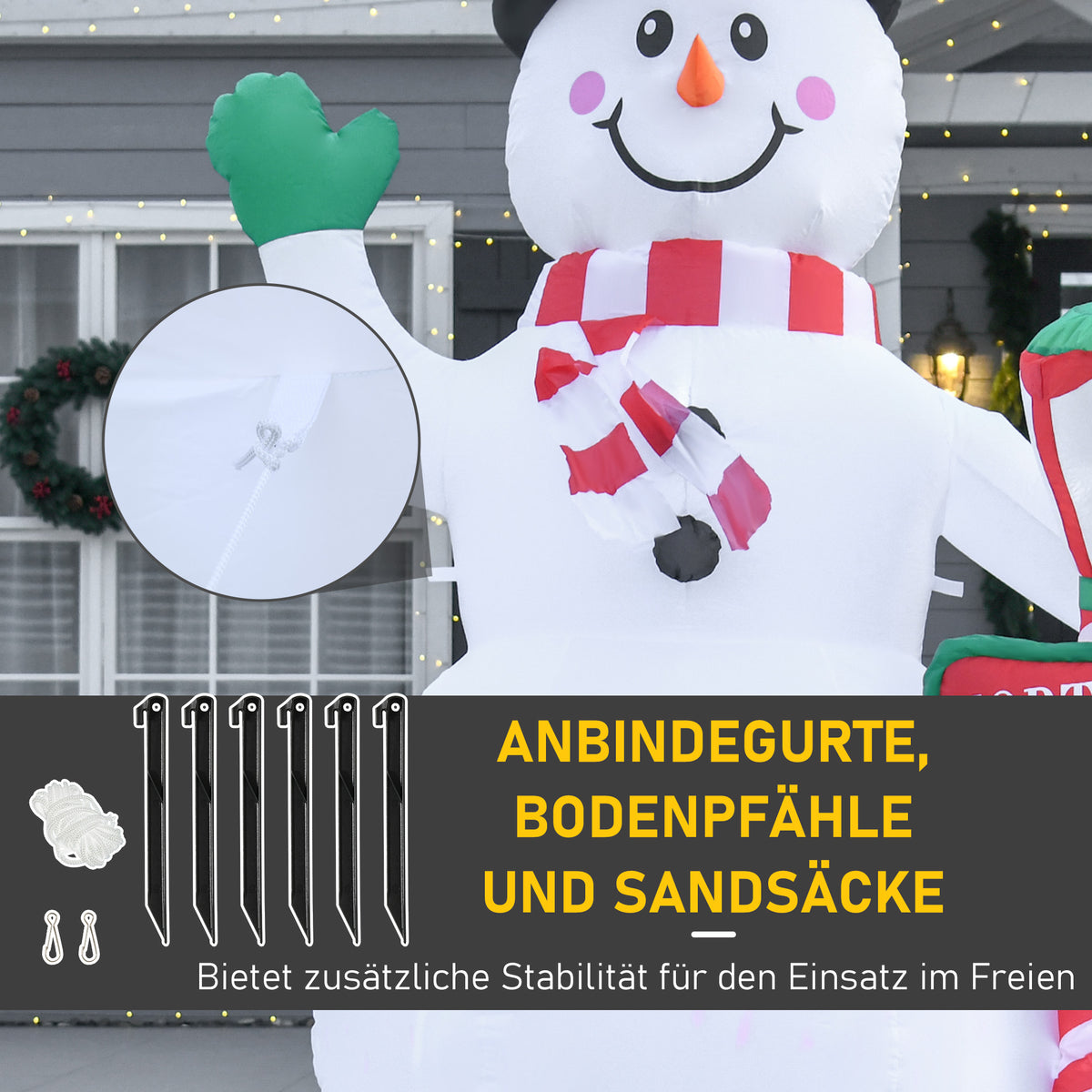 Aufblasbarer LED-Weihnachtsschneemann aus Polyester
