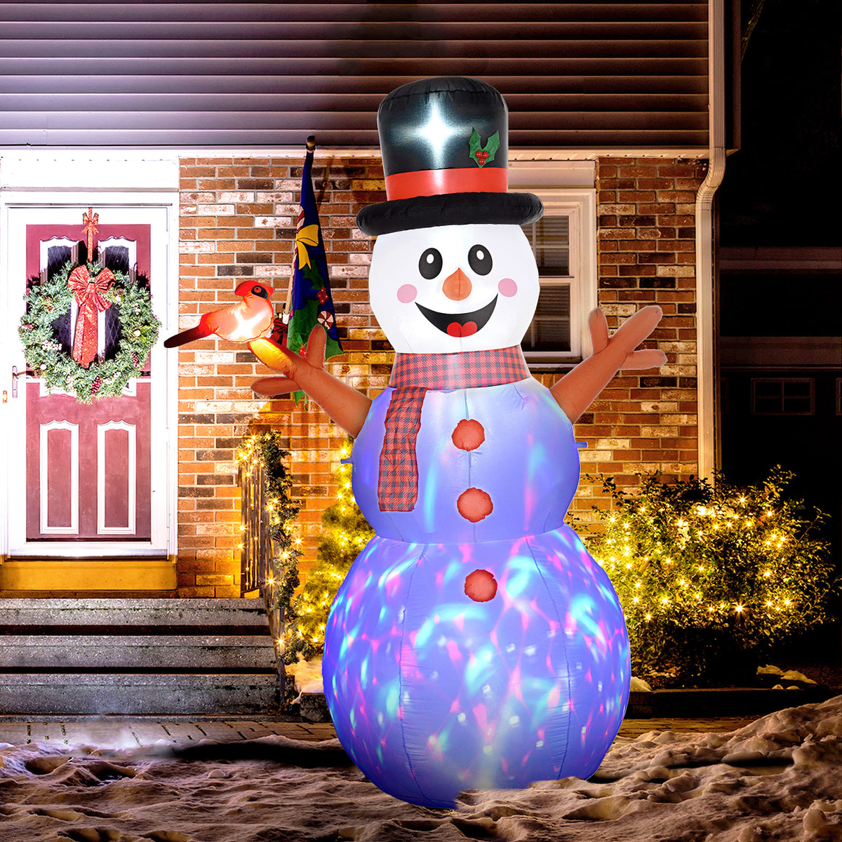 Aufblasbarer LED-Weihnachtsschneemann aus Polyester