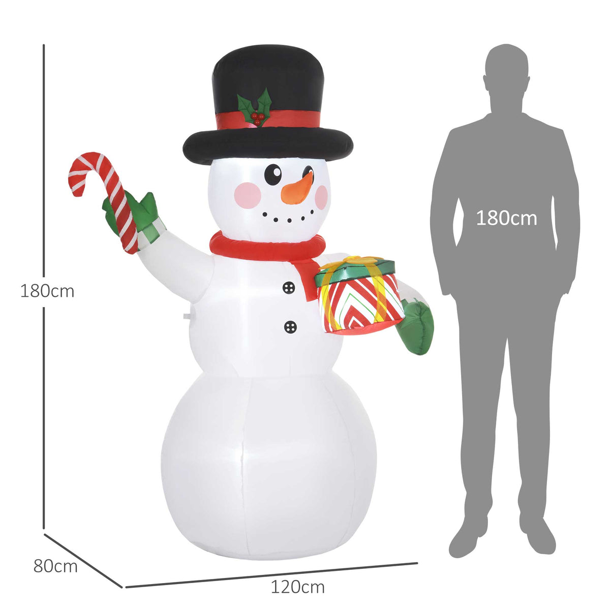 Aufblasbarer LED-Weihnachtsschneemann aus Polyester