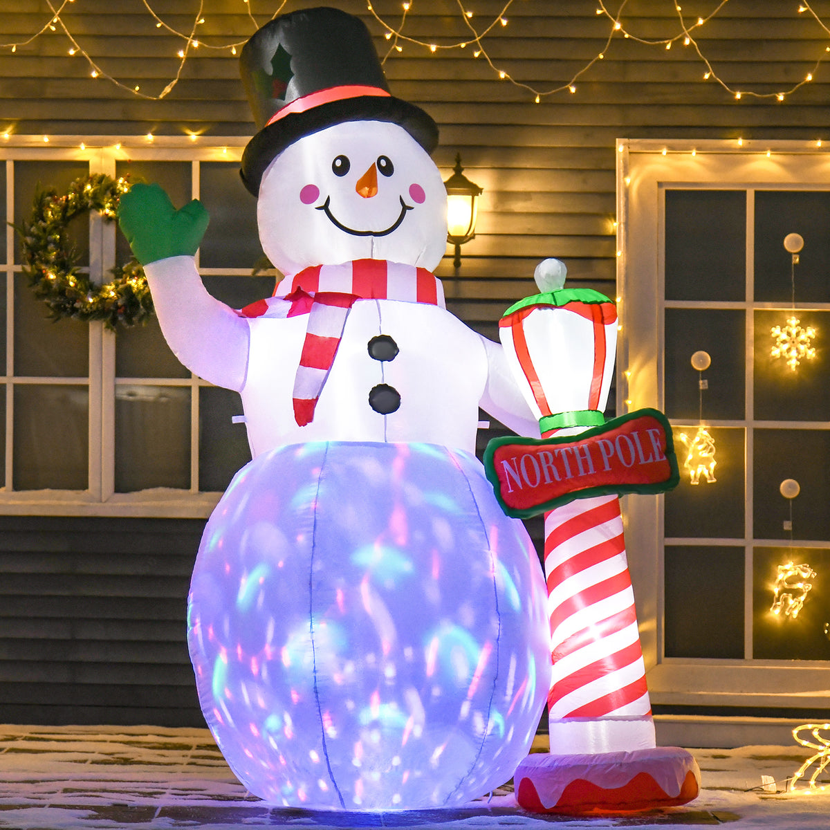 Aufblasbarer LED-Weihnachtsschneemann aus Polyester