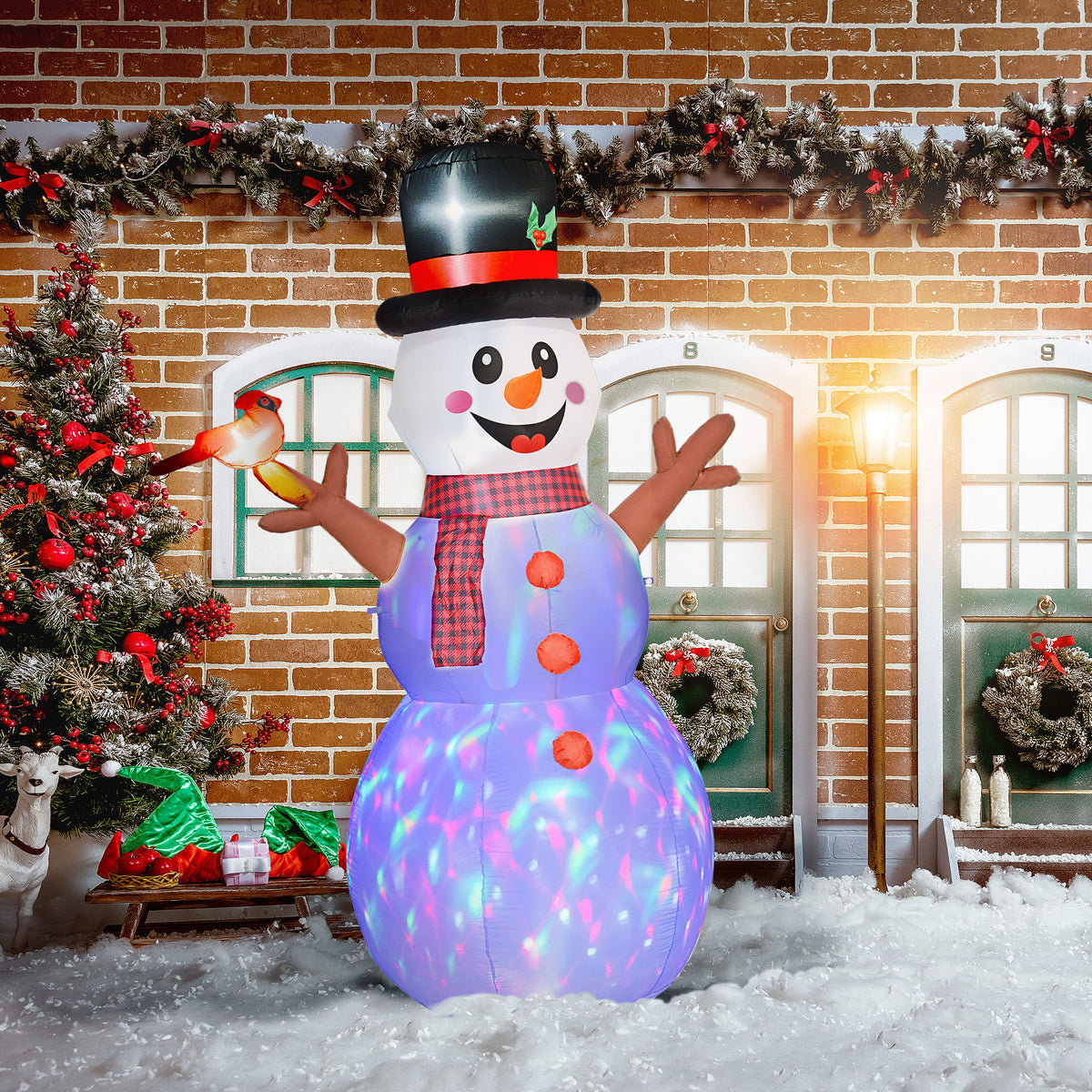 Aufblasbarer LED-Weihnachtsschneemann aus Polyester