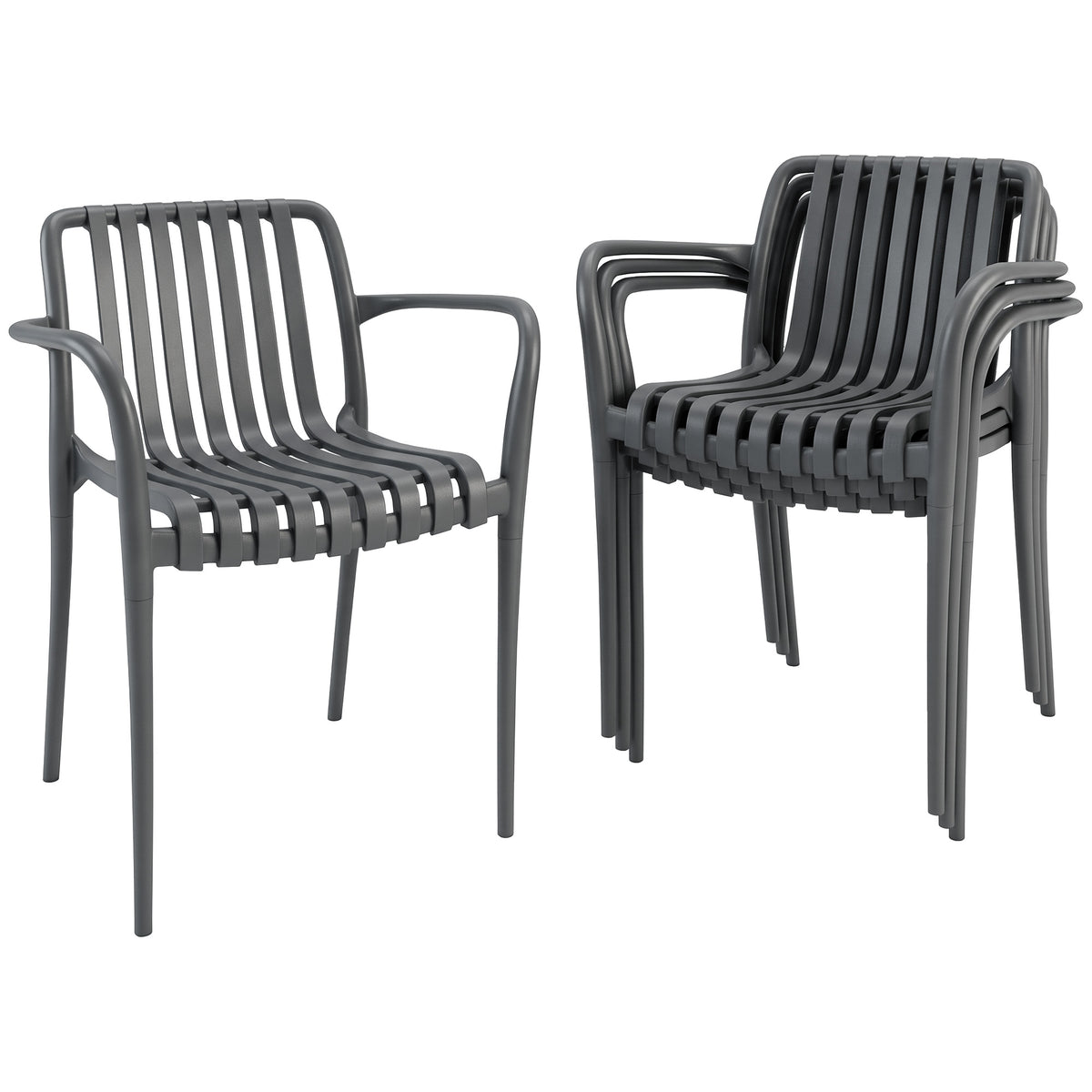 4er-Set Gartenstühle aus Kunststoff, stapelbar