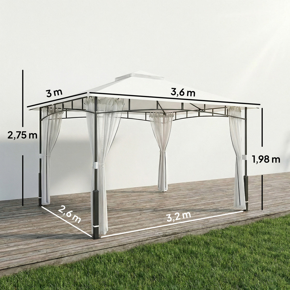 Gartenpavillon mit Doppeldach und Moskitonetz