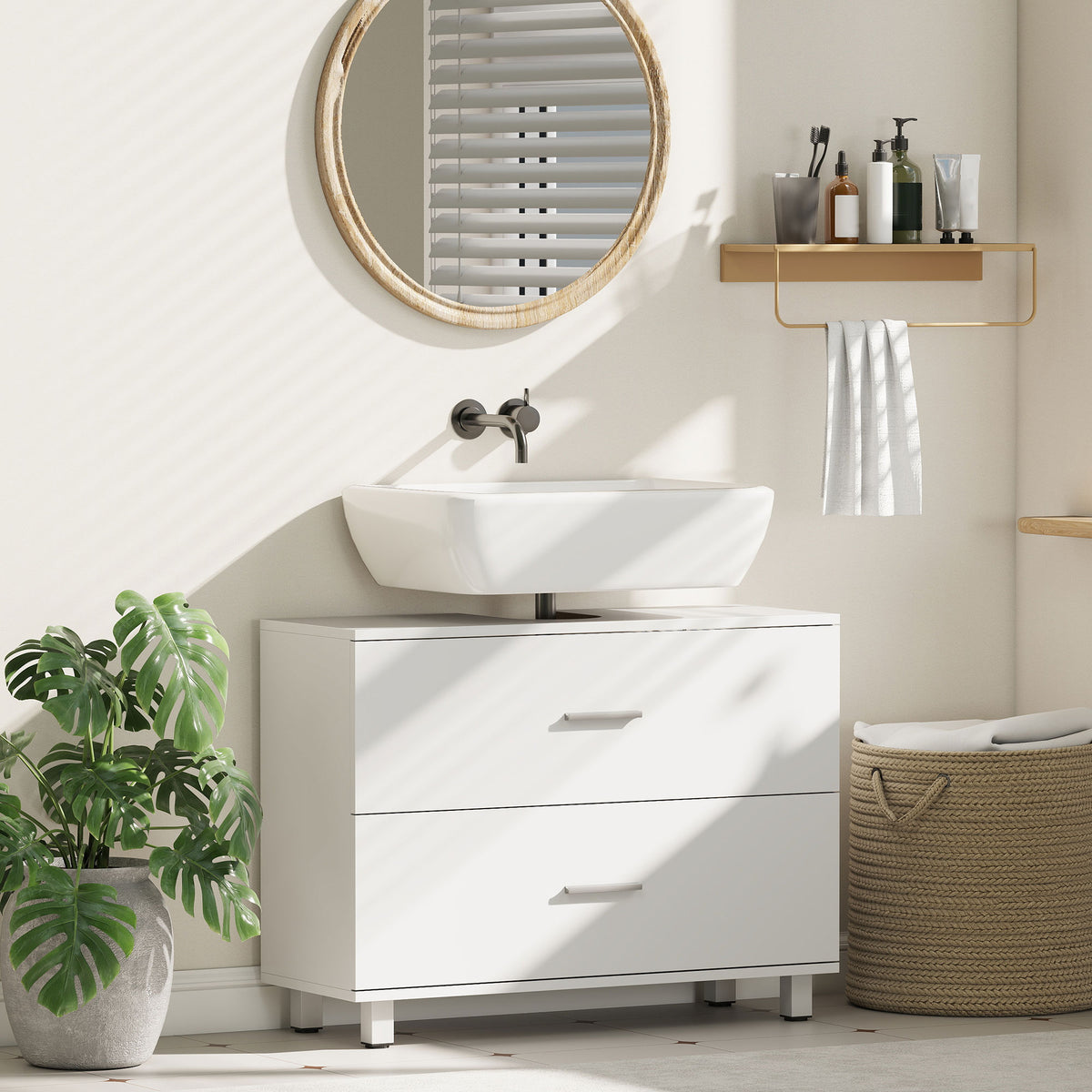 Waschbeckenunterschrank 80 cm mit zwei Schubladen