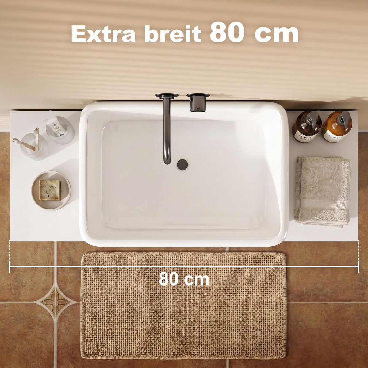 Waschbeckenunterschrank 80 cm mit zwei Schubladen