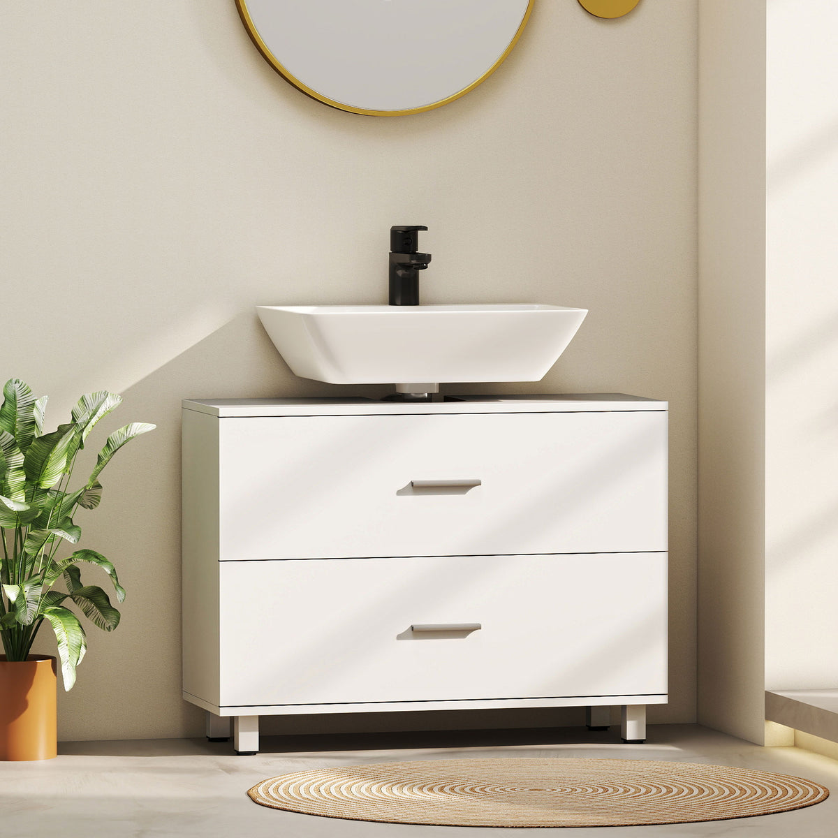 Waschbeckenunterschrank 80 cm mit zwei Schubladen