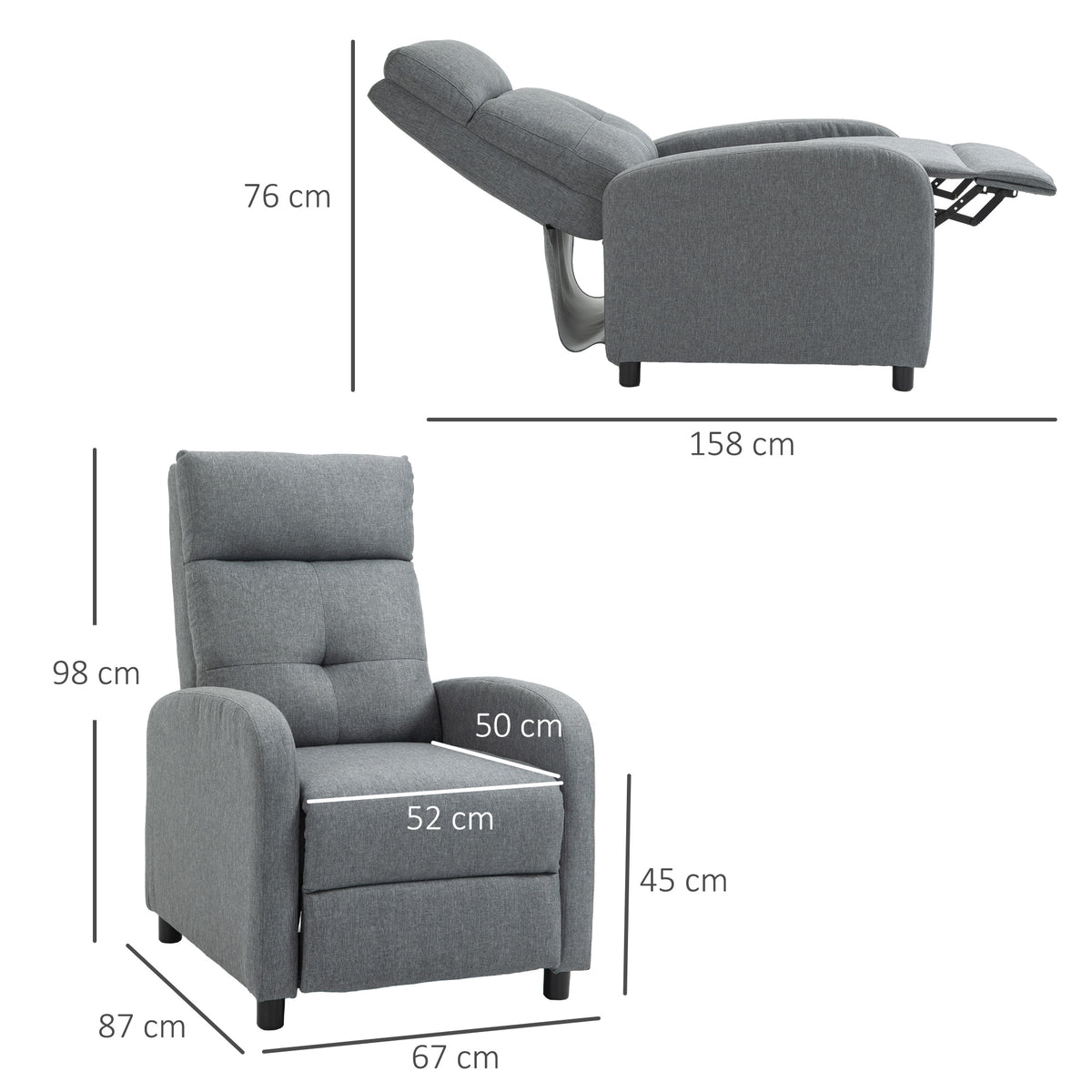 Relaxsessel mit Liegefunktion und Taschenfederkern