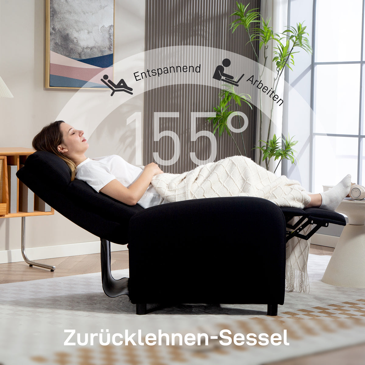 Relaxsessel mit Liegefunktion und Taschenfederkern