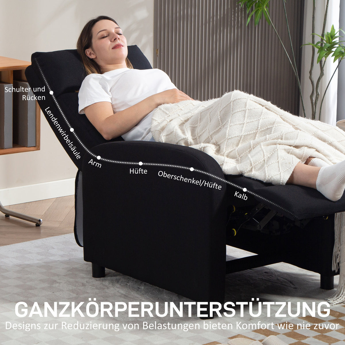 Relaxsessel mit Liegefunktion und Taschenfederkern