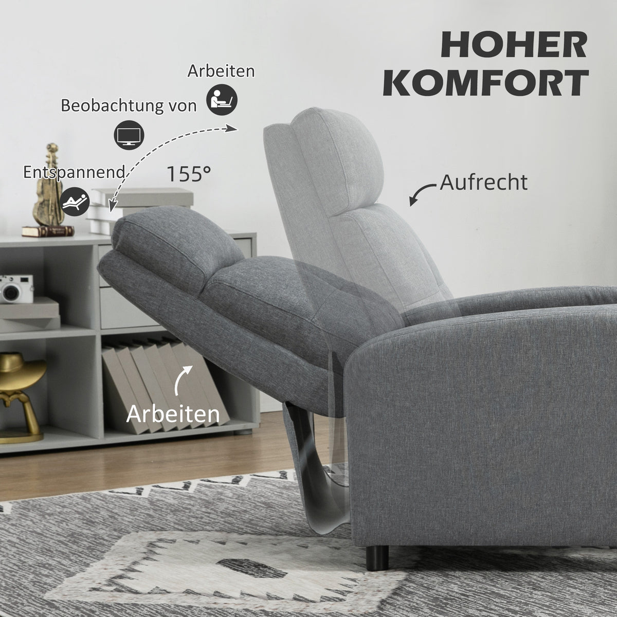 Relaxsessel mit Liegefunktion und Taschenfederkern