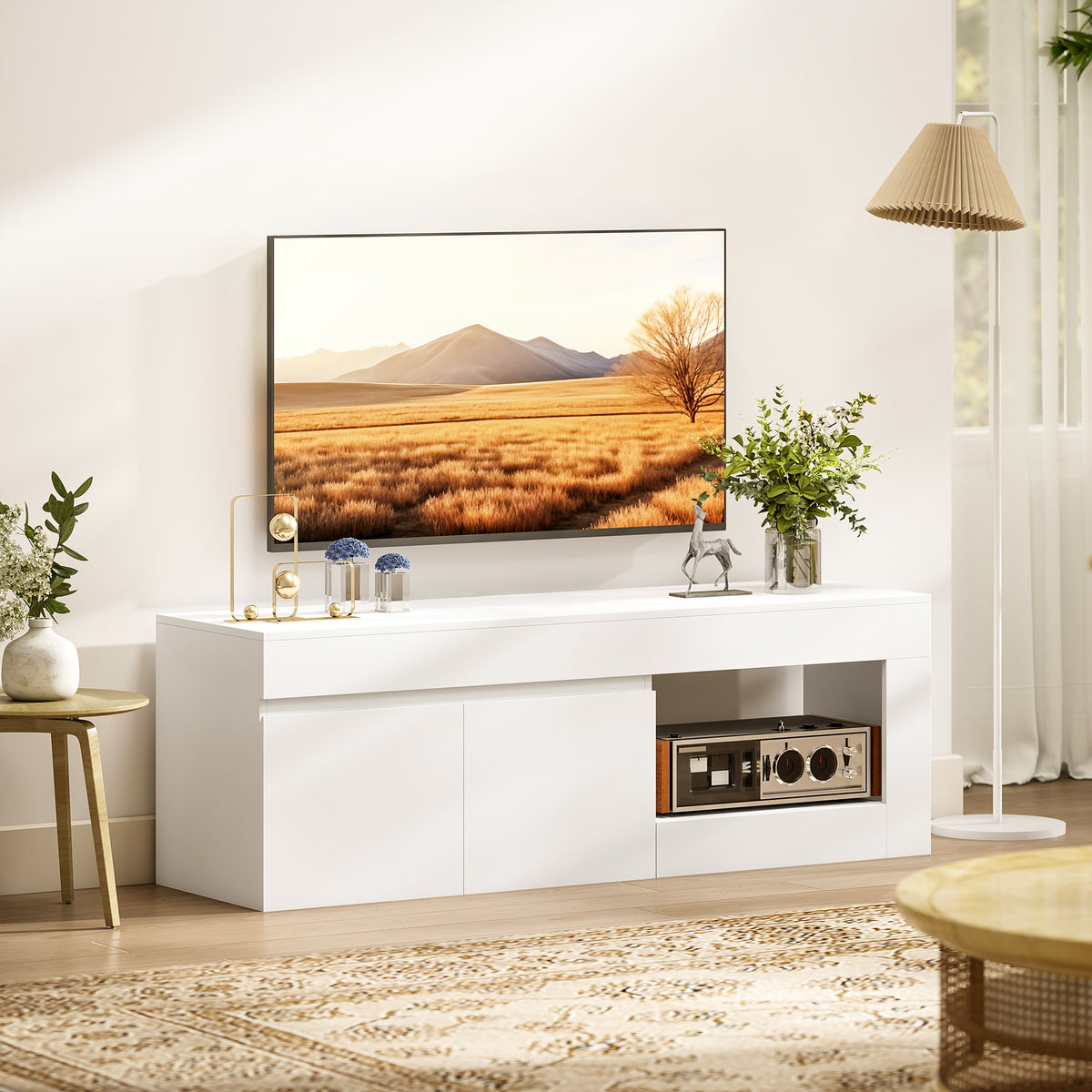 TV-Lowboard 140 cm mit 2 Türen und offenem Fach