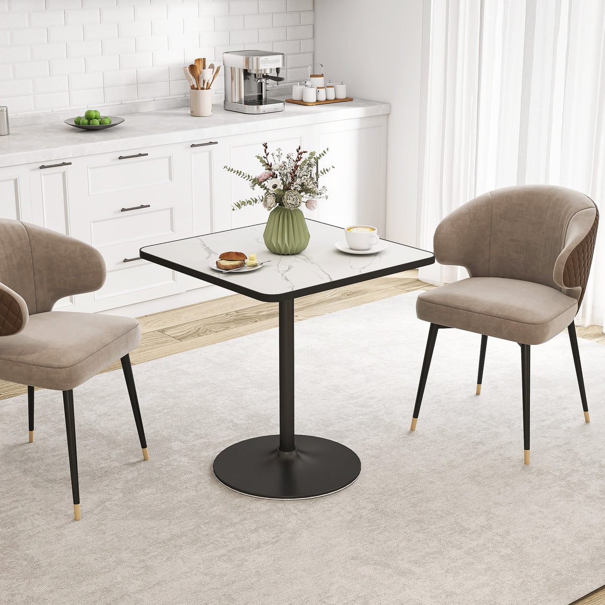 Quadratischer Esstisch 70 cm in Marmoroptik