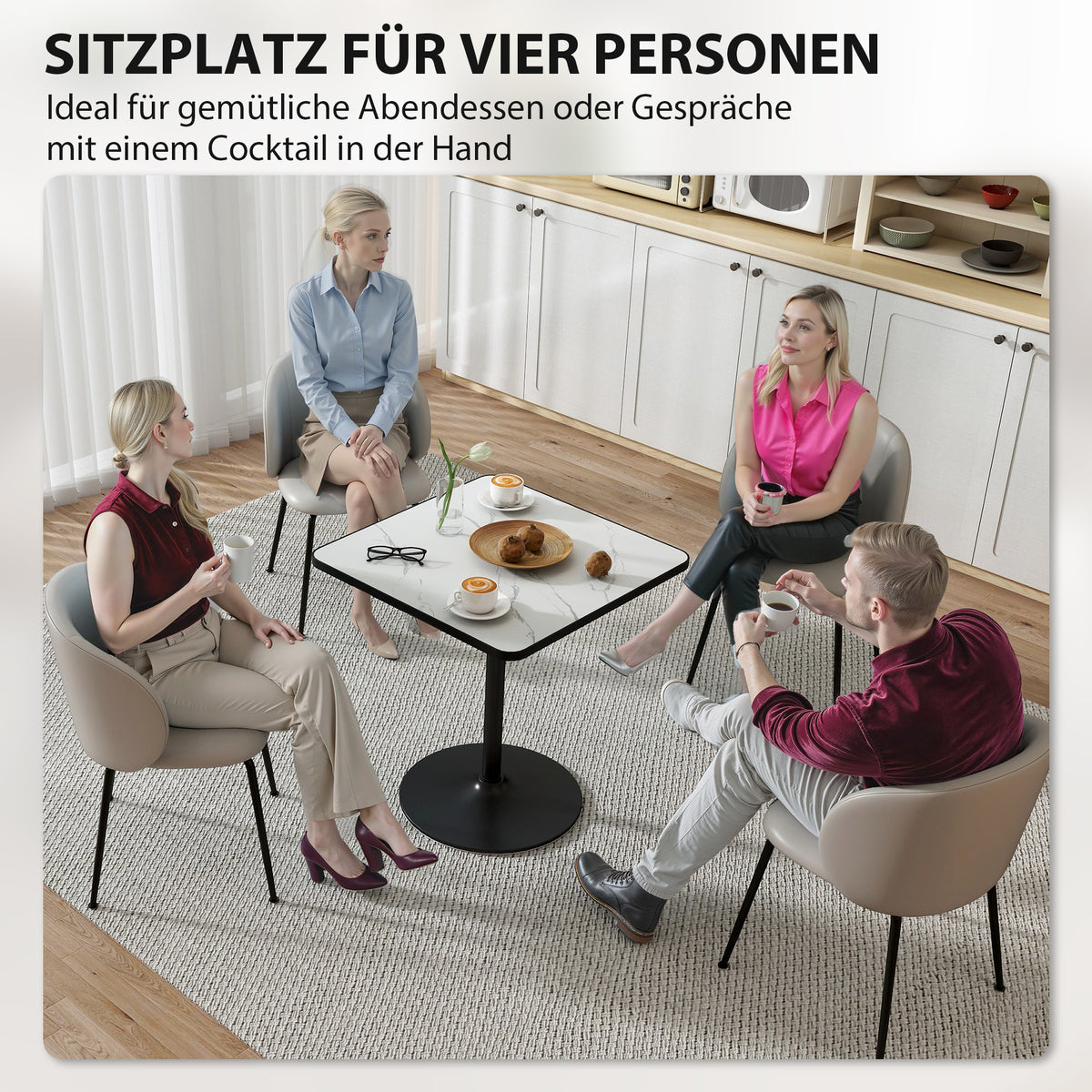 Quadratischer Esstisch 70 cm in Marmoroptik