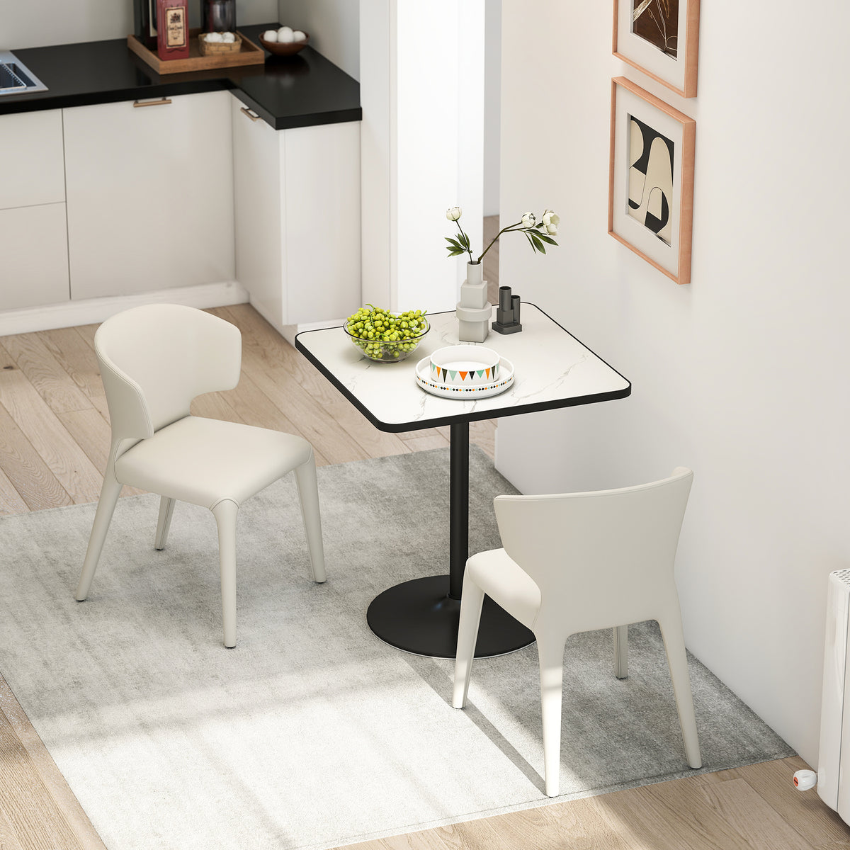 Quadratischer Esstisch 70 cm in Marmoroptik