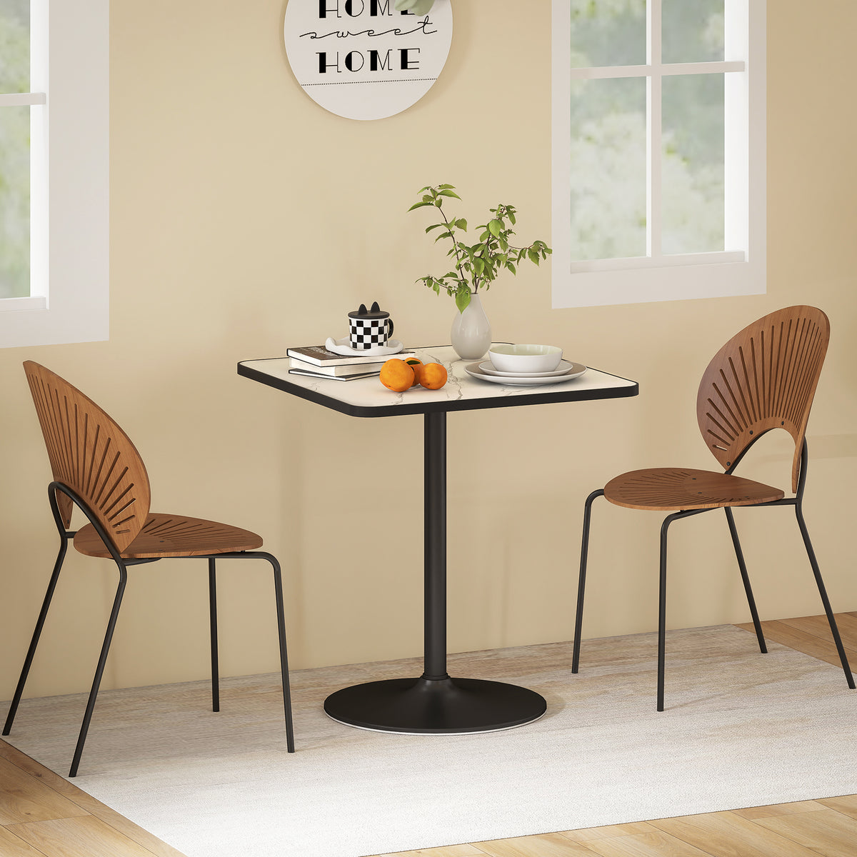 Quadratischer Esstisch 70 cm in Marmoroptik