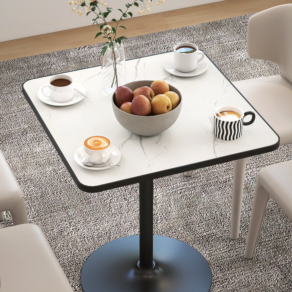Quadratischer Esstisch 70 cm in Marmoroptik