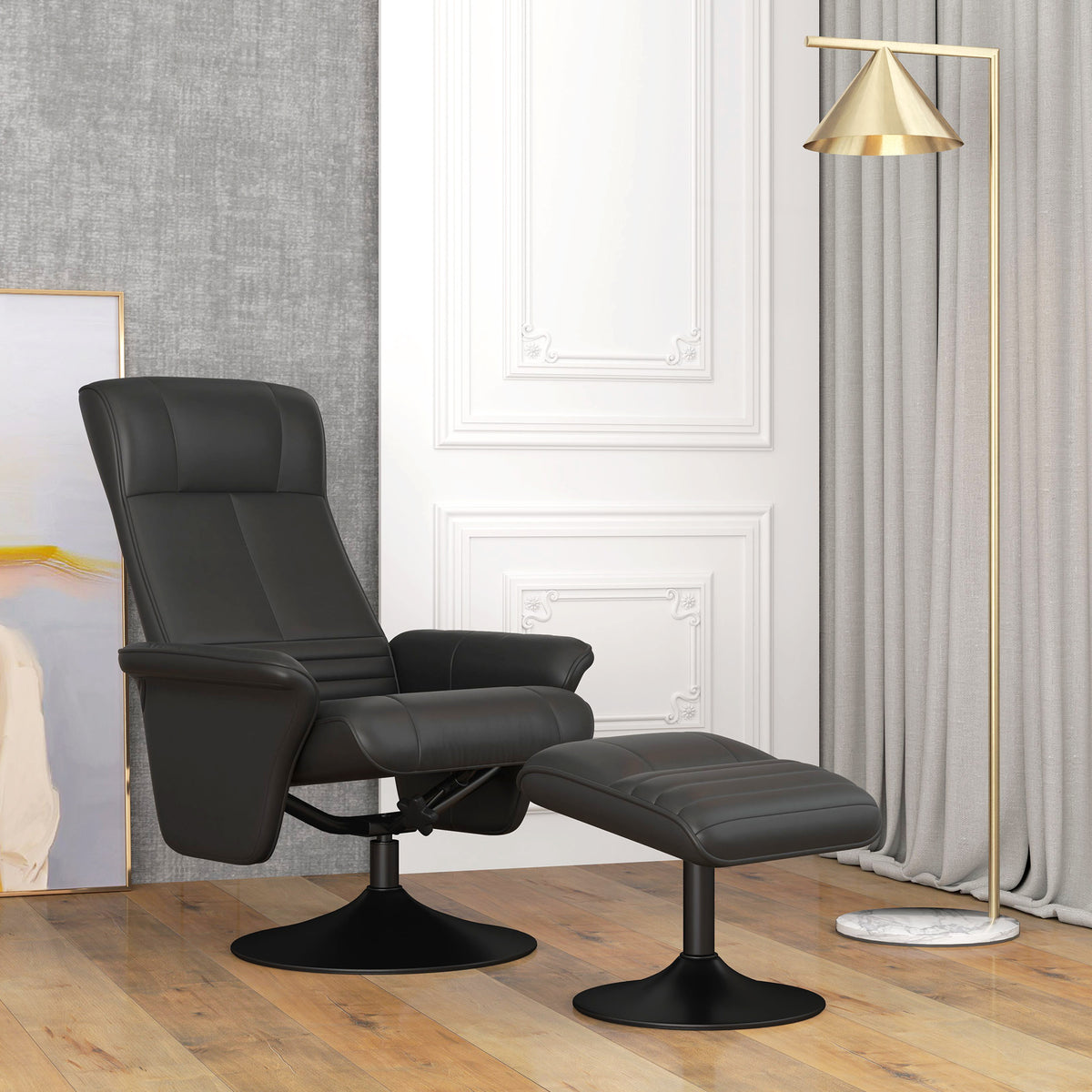 Relaxsessel mit Hocker, drehbar und neigbar