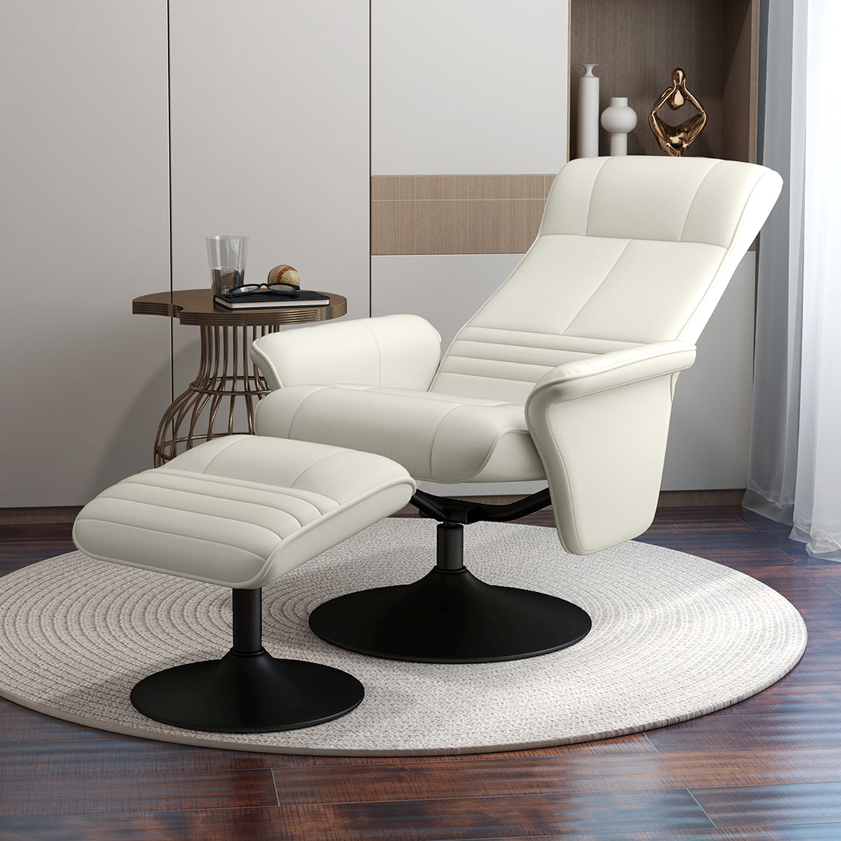 Relaxsessel mit Hocker, drehbar und neigbar
