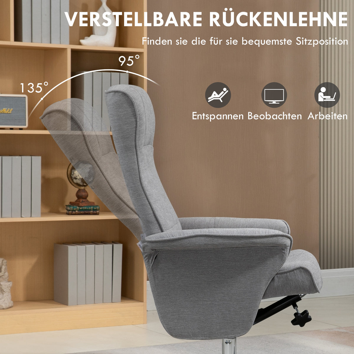 Relaxsessel mit Hocker, drehbar und neigbar