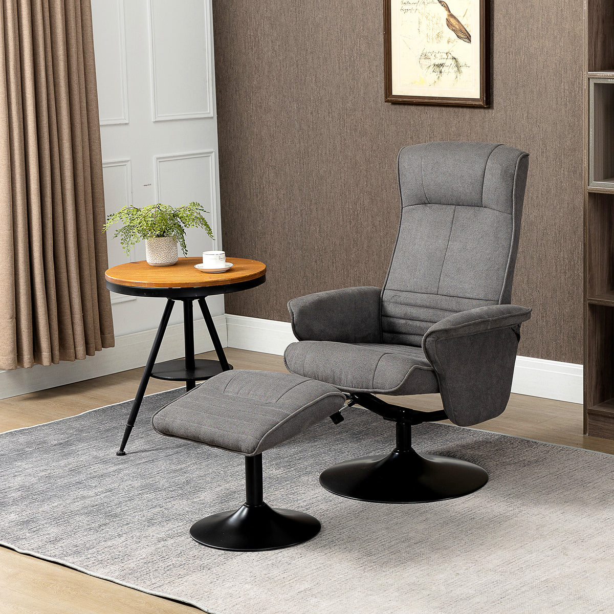 Relaxsessel mit Hocker, drehbar und neigbar